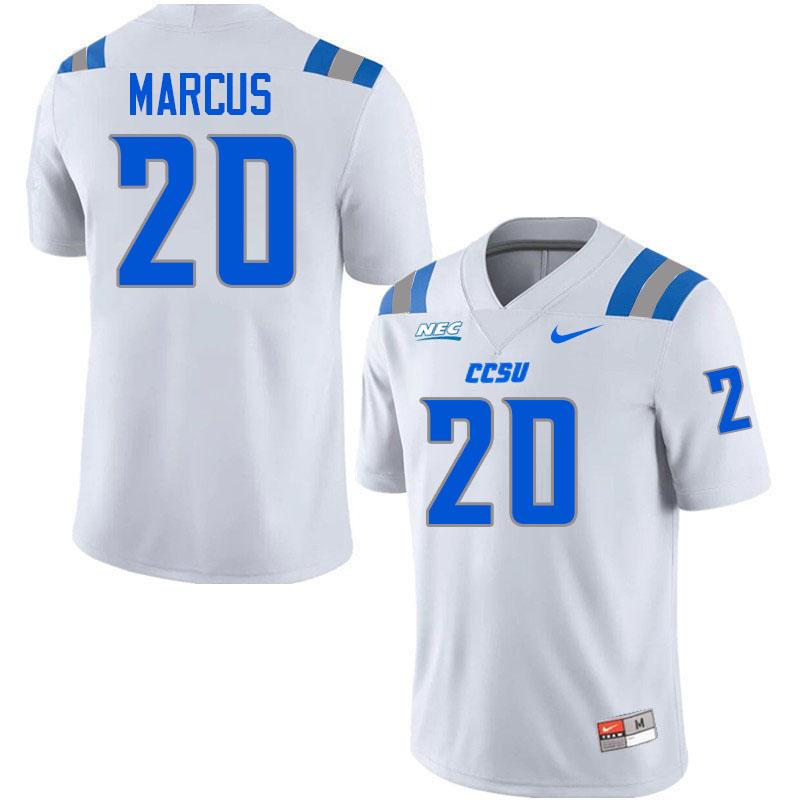 Central Connecticut Blue Devils #20 Donny Marcus College Football Jerseys,Uniforms-White